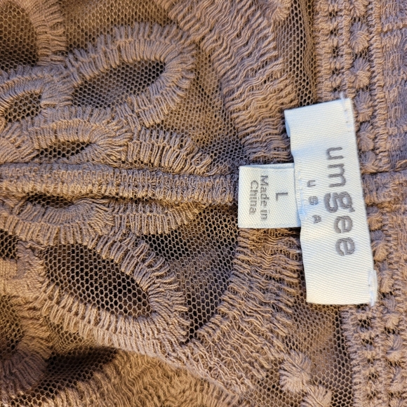 UMGEE Oh Sweet Lace! Mocha Floral Lace Open Front Kimono with Waist Tie - Picture 5 of 10